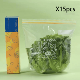 15pcs Large Sealed Bags; Food Grade Freshness Packaging Bags; Self Sealing Household Food Storage Bags; Thickened Refrigerator Organizer Bags; Vacuum