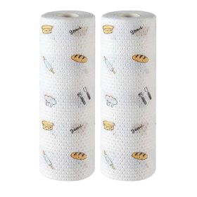 2 Rolls Disposable Household Kitchen Paper Towels Printed Dish Cloths Kitchen Paper Tissue