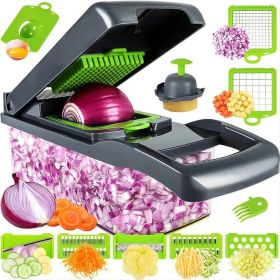 13 in1 Vegetable Chopper Cutter Chopper Multifunctional Veggie Chopper with Container; Onion Chopper; Chopper Vegetable Cutter - Grey