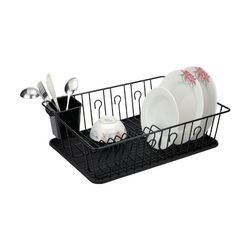 Better Chef 22 Inch Chrome Dish Rack with Black Draining Tray