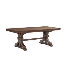 78.74''Rectangular Rubber Wood Dining Table for 6-8 with Wooden Trestle Pedestal Base