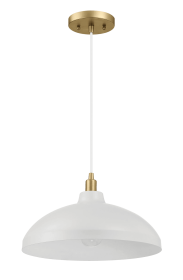 Astral Single Light White Pendant Lamp with Golder Brass Finish for Entrance Kitchen Island 14"D √ó 8"H