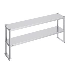 VEVOR Double Overshelf, Double Tier Stainless Steel Overshelf, 12 x 60 Inch Double Deck Overshelf