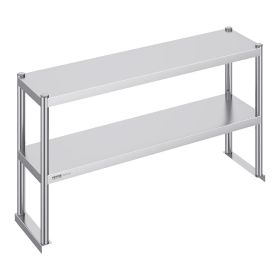 VEVOR Double Overshelf, Double Tier Stainless Steel Overshelf, 12 x 48 Inch Double Deck Overshelf