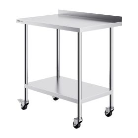 VEVOR 24 x 36 x 40 Inch Stainless Steel Work Table, Commercial Food Prep Worktable with Casters, Heavy Duty Prep Worktable