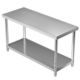 VEVOR Stainless Steel Prep Table, 60 x 24 x 34 Inch, 550lbs Load Capacity Heavy Duty Metal Worktable with Adjustable Undershelf