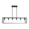 6 Light Rectangle Chandelier Contemporary Farmhouse Linear Pendant Lighting Black Industrial Vintage Kitchen Island Metal Cage Ceiling Light Fixture