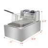 [Old Code: 63547397]EH81 2500W MAX 110V 6.3QT/6L Stainless Steel Single Cylinder Electric Fryer US Plug