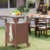 Outdoor Grilling Table with Storage,Stainless Steel Countertop Kitchen Island Cart with Storage Cabinet,Outdoor Grill Table for BBQ