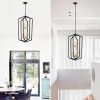 8-Light Lantern Tired Farmhouse Ceiling Hanging Light Black Chandelier Metal Modern Pendant Light Fixtures for Kitchen Island Dining Room Living Room