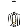 18.11" Matte Black + Gold Chandelier for Dining Room