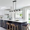 Modern Industrial 5-Light Chandelier with Clear Glass Shades, Matte Black Metal Frame Hanging Ceiling Light Fixture for Dining Room, Kitchen Island