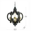 French Country Wood Chandelier, 6-Light Farmhouse Pendant Light Fixture with 28" Adjustable Chain for Kitchen Foyer Hallway, Bulb Not Included