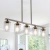 Brushed Nickel 5-Light Chandelier - Contemporary Kitchen Island Pendant Light with Clear Glass Shades for Dining Room, Farmhouse