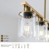 Modern Industrial 5-Light Chandelier with Clear Glass Shades, Golden Metal Frame Hanging Ceiling Light Fixture for Dining Room, Kitchen Island