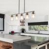 Brushed Nickel 5-Light Chandelier - Contemporary Kitchen Island Pendant Light with Clear Glass Shades for Dining Room, Farmhouse