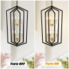 8-Light Lantern Tired Farmhouse Ceiling Hanging Light Black Chandelier Metal Modern Pendant Light Fixtures for Kitchen Island Dining Room Living Room