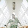 8-Light Lantern Tired Farmhouse Ceiling Hanging Light Black Chandelier Metal Modern Pendant Light Fixtures for Kitchen Island Dining Room Living Room