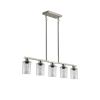 Brushed Nickel 5-Light Chandelier - Contemporary Kitchen Island Pendant Light with Clear Glass Shades for Dining Room, Farmhouse