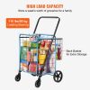 VEVOR Folding Shopping Cart, Jumbo Grocery Cart with Double Baskets, 360¬∞ Swivel Wheels, Heavy Duty Utility Cart