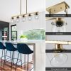 Modern Industrial 5-Light Chandelier with Clear Glass Shades, Golden Metal Frame Hanging Ceiling Light Fixture for Dining Room, Kitchen Island