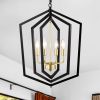 18.11" Matte Black + Gold Chandelier for Dining Room