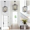 18.11" Matte Black + Gold Chandelier for Dining Room