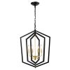 18.11" Matte Black + Gold Chandelier for Dining Room