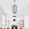 8-Light Lantern Tired Farmhouse Ceiling Hanging Light Black Chandelier Metal Modern Pendant Light Fixtures for Kitchen Island Dining Room Living Room