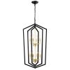 8-Light Lantern Tired Farmhouse Ceiling Hanging Light Black Chandelier Metal Modern Pendant Light Fixtures for Kitchen Island Dining Room Living Room