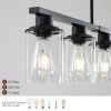 Modern Industrial 5-Light Chandelier with Clear Glass Shades, Matte Black Metal Frame Hanging Ceiling Light Fixture for Dining Room, Kitchen Island