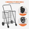 VEVOR Folding Shopping Cart, Jumbo Grocery Cart with Double Baskets, 360¬∞ Swivel Wheels, Heavy Duty Utility Cart