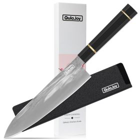 Qulajoy Chef Knife 8 Inch - Hand Forged Swedish Sandvik Steel Gyuto Cooking Knife - Professional Japanese Kitchen Knife - Classic Octagonal Handle (Option: Chef)