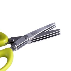 Multifunctional Multi-layer Green Onion Scissors Stainless Steel Onion Cutting Knife Herb Seaweed Spice Scissors Kitchen Scissor Kitchen Gadgets (Option: Green-3Layers)