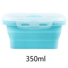 Foldable Silicone Lunch Box Microwaveable Bento Box Fruit Preservation Box Picnic Portable Lunch Box (size: 350ML)