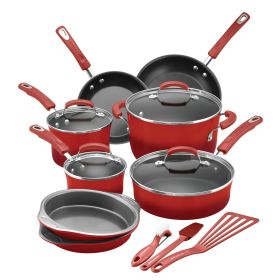 Nonstick pans pans 15-piece set (Color: Red)