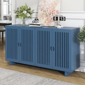 Modern Style Sideboard with Superior Storage Space,Hollow Door Design and 2 Adjustable Shelves for Living Room and Dining Room (Material: MDF, Color: Navy Blue)