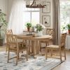 Rustic 5-Piece Extendable Dining Table Set Round Trestle Table and 4 Cross Back Dining Chairs for Kitchen, Dining Room