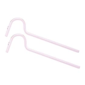 2straw 1cleaningbrush Can Be Used Repeatedly Original Glass Drinking Straw, Flute Style Design For Engaging Lips Horizontally, Anti Wrinkle. (Colour: Pink)