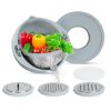 Multifunctional Mixing Bowl with Lid Set 3 Replaceable Graters Food Strainer and Colander Fruit Vegetable Washing Basket Stainless Steel