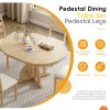 5-Piece Farmhouse Round Pedestal Extending Dining Table Set Extendable Kitchen Table Set with 15.8" Removable Leaf and Ladder Back Dining Chairs for S