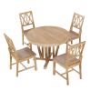 Rustic 5-Piece Extendable Dining Table Set Round Trestle Table and 4 Cross Back Dining Chairs for Kitchen, Dining Room