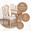 Retro 6-Piece Trestle Dining Table Set with Upholstered Dining Chairs and Dining Bench, Smooth Dining Backs for Dining Room, Living Room, Kitchen