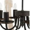 6 - Light Wood Chandelier, Hanging Light Fixture with Adjustable Chain for Kitchen Dining Room Foyer Entryway, Bulb Not Included