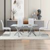 Large modern minimalist rectangular glass dining table, suitable for 6-8 people, equipped with 0.39 "tempered glass tabletop and metal legs