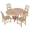 Rustic 5-Piece Extendable Dining Table Set Round Trestle Table and 4 Cross Back Dining Chairs for Kitchen, Dining Room