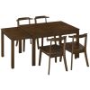 Farmhouse 65" 5-Piece Extendable Dining Table Set with Wheels Kitchen Table Set with 17.7" Pull-out Side Table and Dining Chairs for Small Places