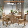 Rustic 5-Piece Extendable Dining Table Set Round Trestle Table and 4 Cross Back Dining Chairs for Kitchen, Dining Room