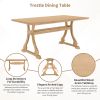 Retro 6-Piece Trestle Dining Table Set with Upholstered Dining Chairs and Dining Bench, Smooth Dining Backs for Dining Room, Living Room, Kitchen