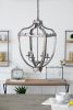 4 - Light Metal Chandelier, Hanging Light Fixture with Adjustable Chain for Kitchen Dining Room Foyer Entryway, Bulb Not Included